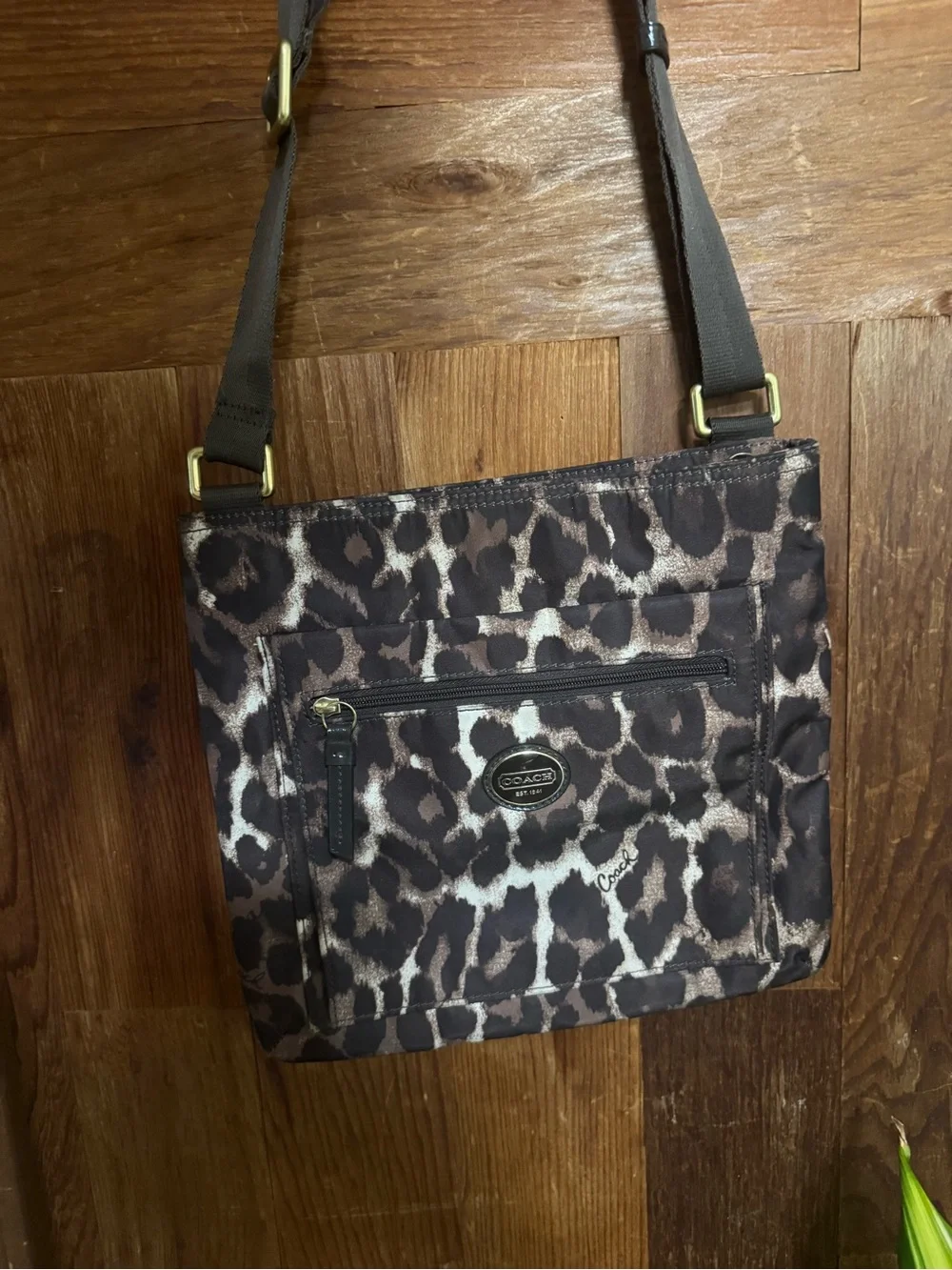 COACH ocelot Leopard Print Crossbody Shoulder Bag in Brown